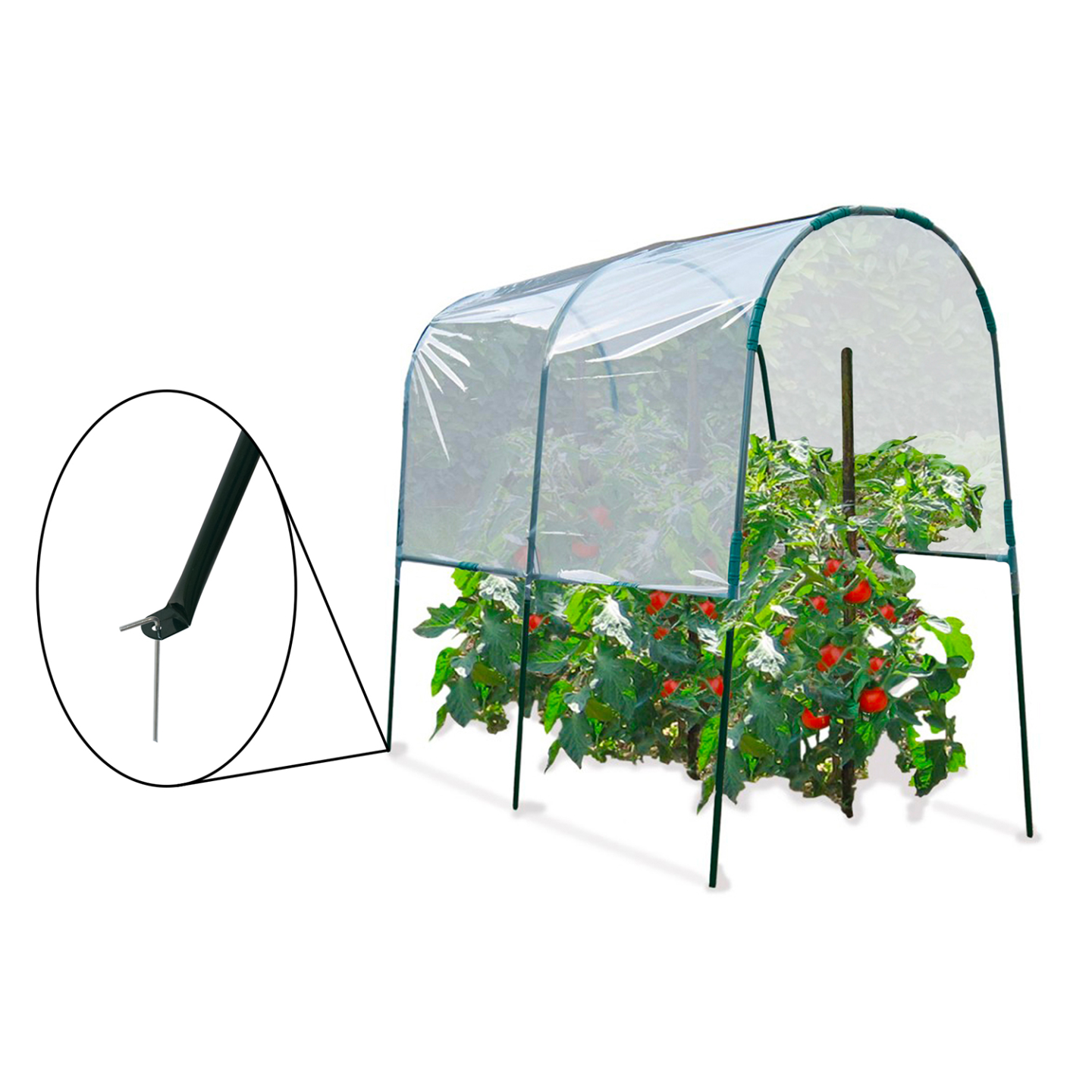 Serre à tomates de jardin 200 x 120 x 170 cm avec bâche transparente + arceaux en acier - Image 4