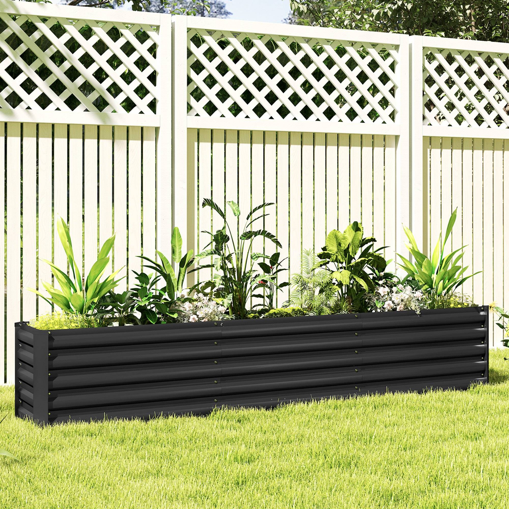 Carré potager surélevé acier galvanisé jardin racines profondes fond ouvert 240x45cm gris - ComfortXL Outdoor Living - Image 4