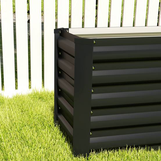 Carré potager surélevé acier galvanisé jardin racines profondes fond ouvert 240x45cm gris - ComfortXL Outdoor Living - Image 10