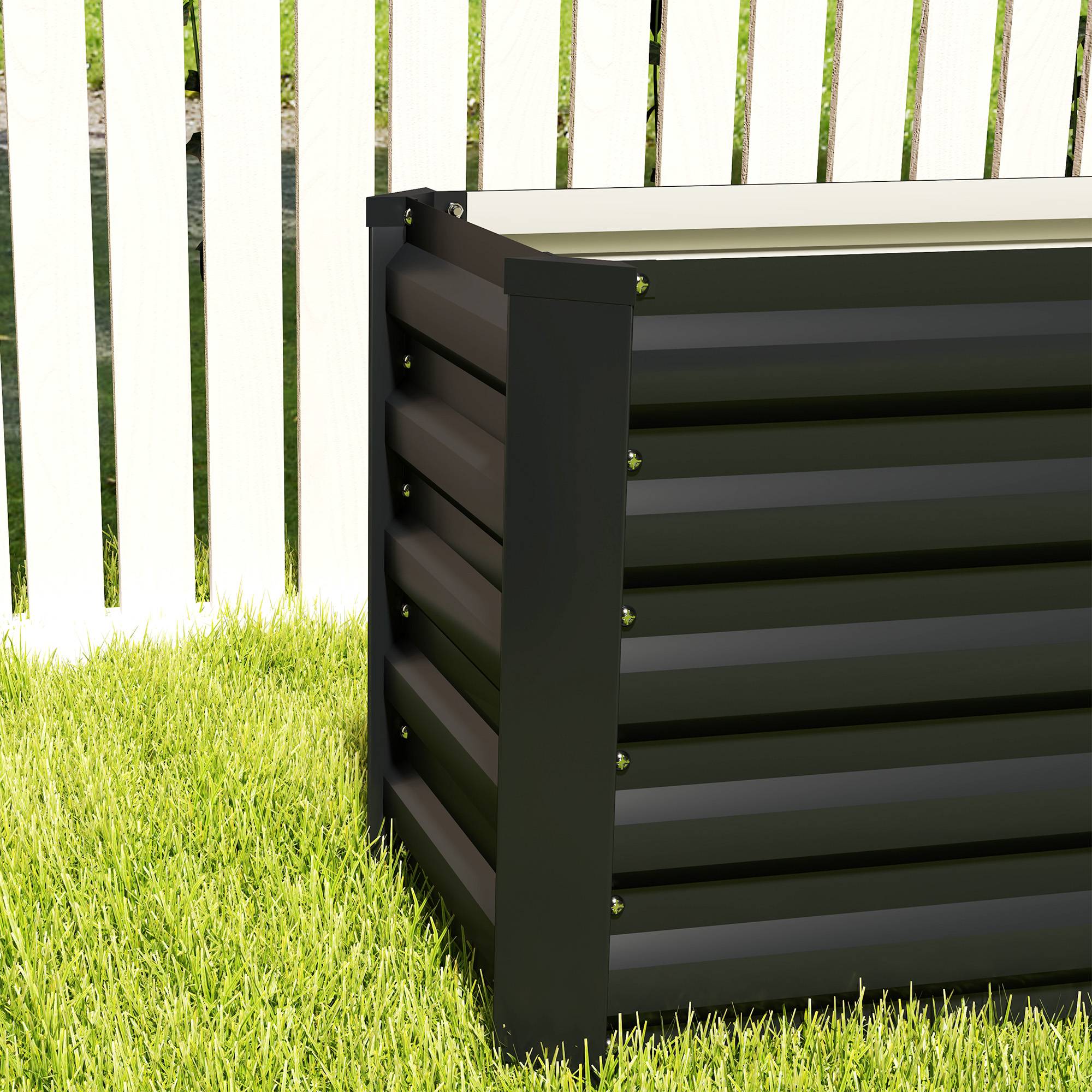 Carré potager surélevé acier galvanisé jardin racines profondes fond ouvert 240x45cm gris - ComfortXL Outdoor Living - Image 10