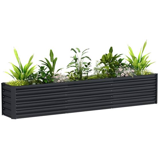 Carré potager surélevé acier galvanisé jardin racines profondes fond ouvert 240x45cm gris - ComfortXL Outdoor Living - Image 1