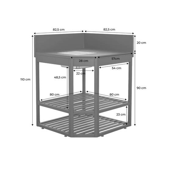 sweeek - Module d'angle cuisine extérieure acier avec bac à glaçons et planche en bois L80cm - Thira | sweeek - Image 4