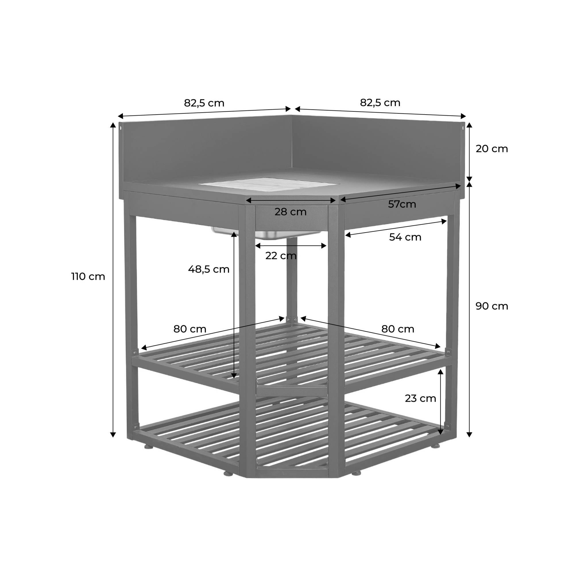 sweeek - Module d'angle cuisine extérieure acier avec bac à glaçons et planche en bois L80cm - Thira | sweeek - Image 4