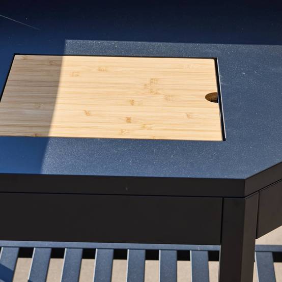 sweeek - Module d'angle cuisine extérieure acier avec bac à glaçons et planche en bois L80cm - Thira | sweeek - Image 7