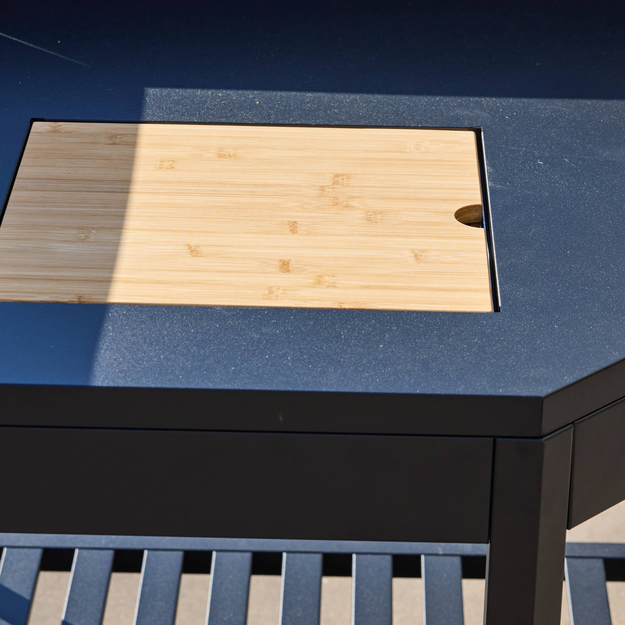 sweeek - Module d'angle cuisine extérieure acier avec bac à glaçons et planche en bois L80cm - Thira | sweeek - Image 7