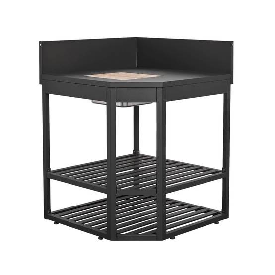 sweeek - Module d'angle cuisine extérieure acier avec bac à glaçons et planche en bois L80cm - Thira | sweeek - Image 2
