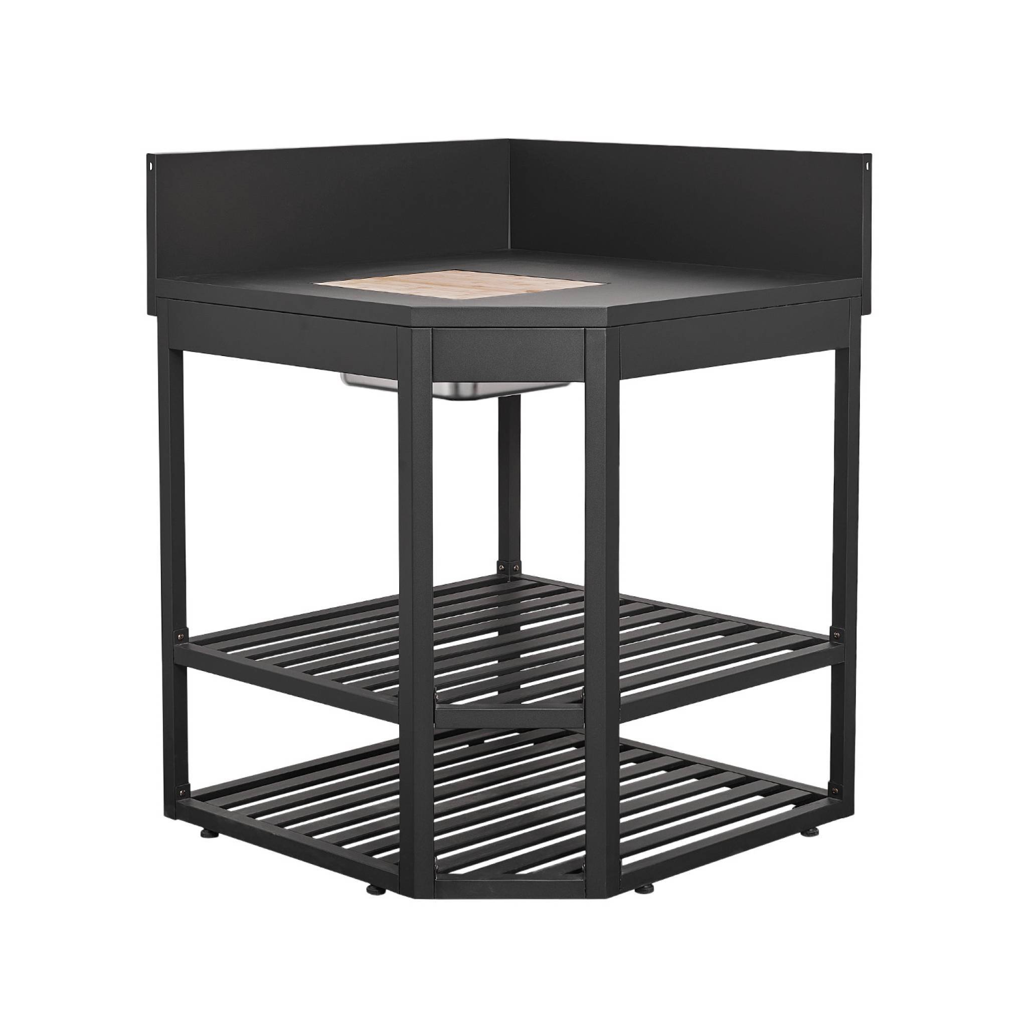 sweeek - Module d'angle cuisine extérieure acier avec bac à glaçons et planche en bois L80cm - Thira | sweeek - Image 2