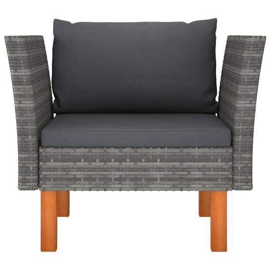 Fauteuil Relax Jardin Résine Tressée Pieds Bois Design Scandinave Coussins Moelleux Gris – ComfortXL Outdoor Living - Image 2