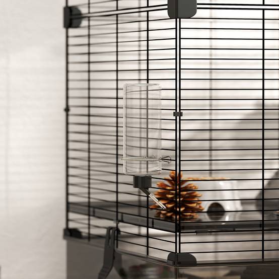 Cage rongeurs Acier PET Furets chinchillas Multiniveau accessoires 73x47x80cm Noir - ComfortXL Outdoor Living - Image 9
