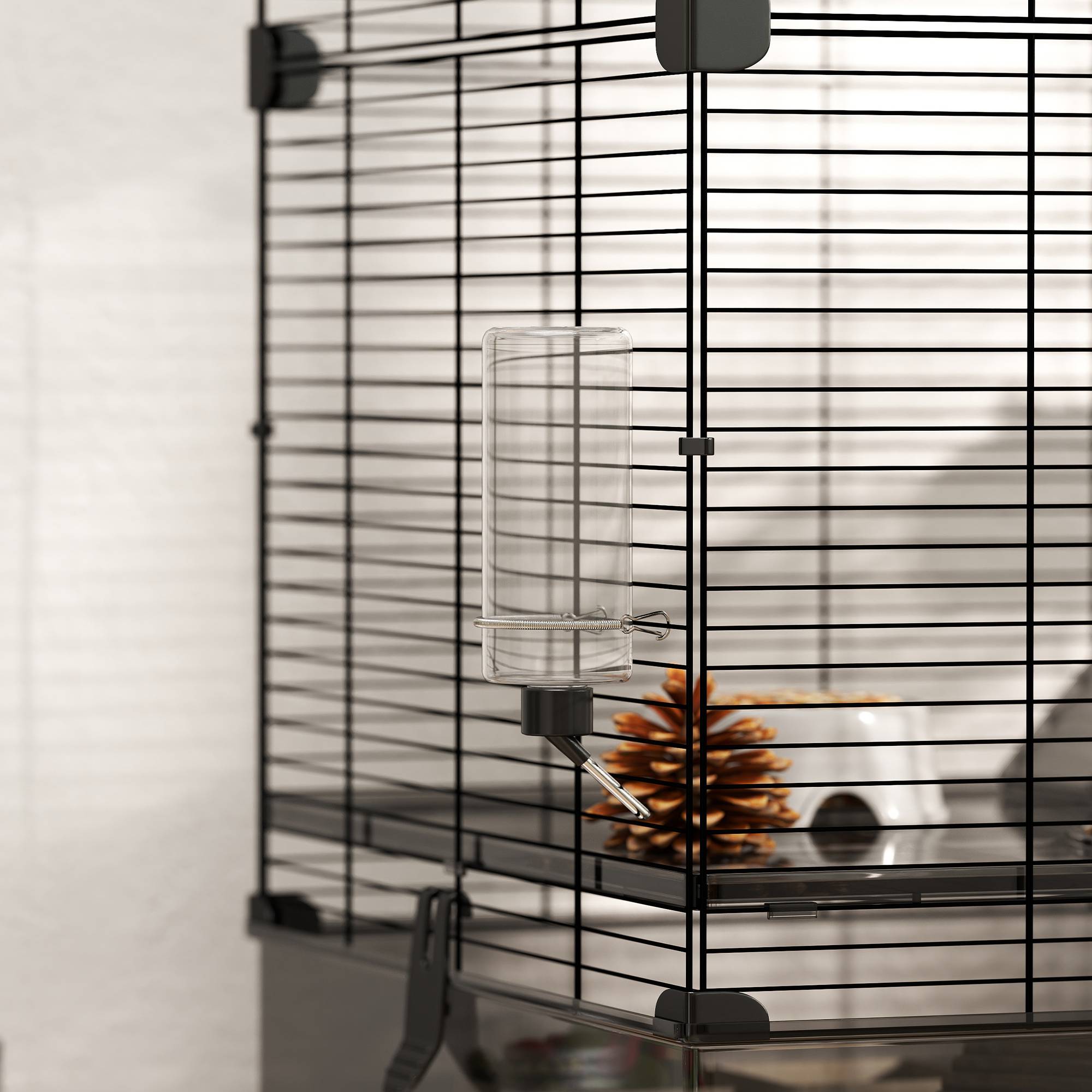 Cage rongeurs Acier PET Furets chinchillas Multiniveau accessoires 73x47x80cm Noir - ComfortXL Outdoor Living - Image 9