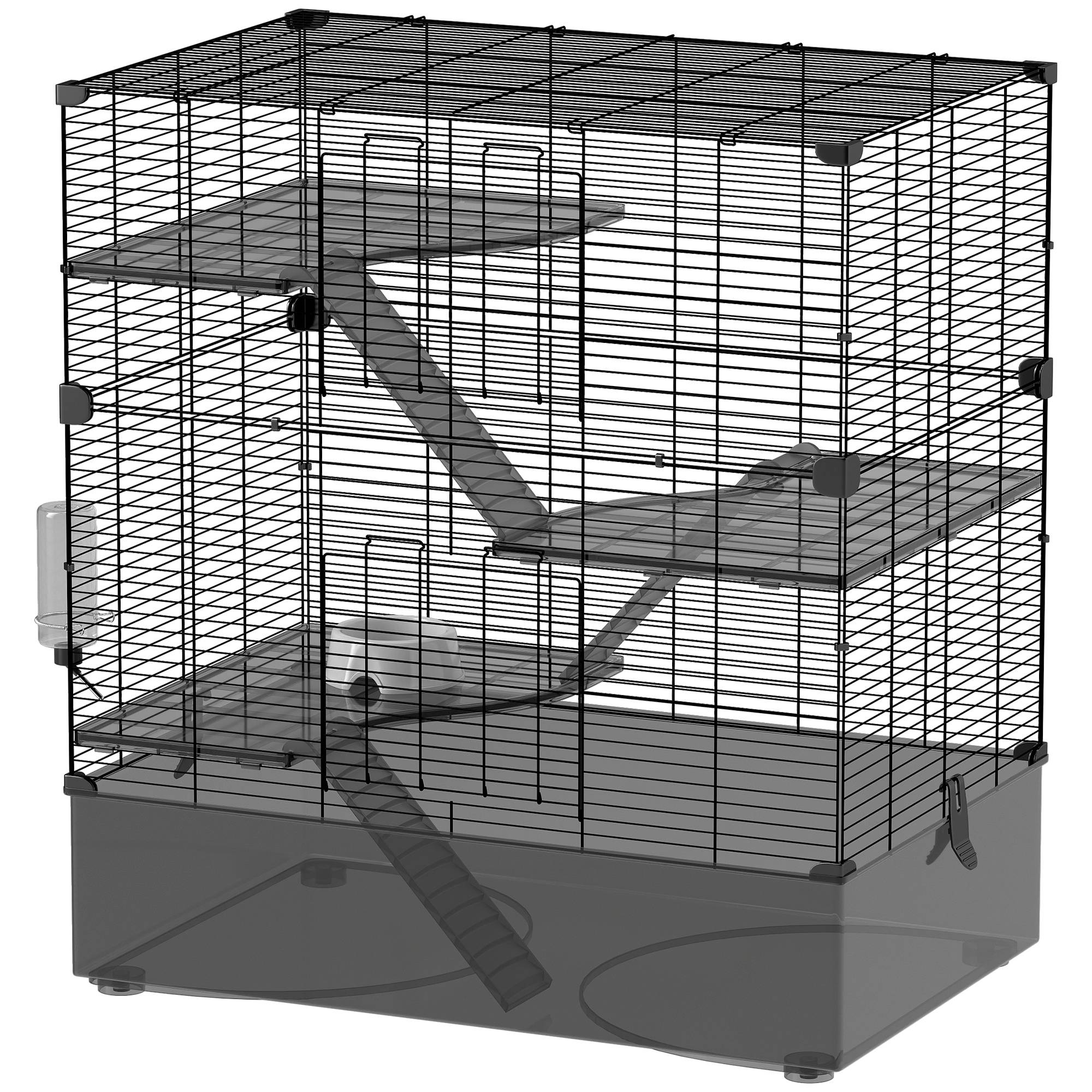 Cage rongeurs Acier PET Furets chinchillas Multiniveau accessoires 73x47x80cm Noir - ComfortXL Outdoor Living - Image 2