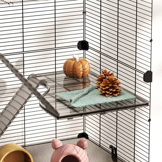 Cage rongeurs Acier PET Furets chinchillas Multiniveau accessoires 73x47x80cm Noir - ComfortXL Outdoor Living - Image 10