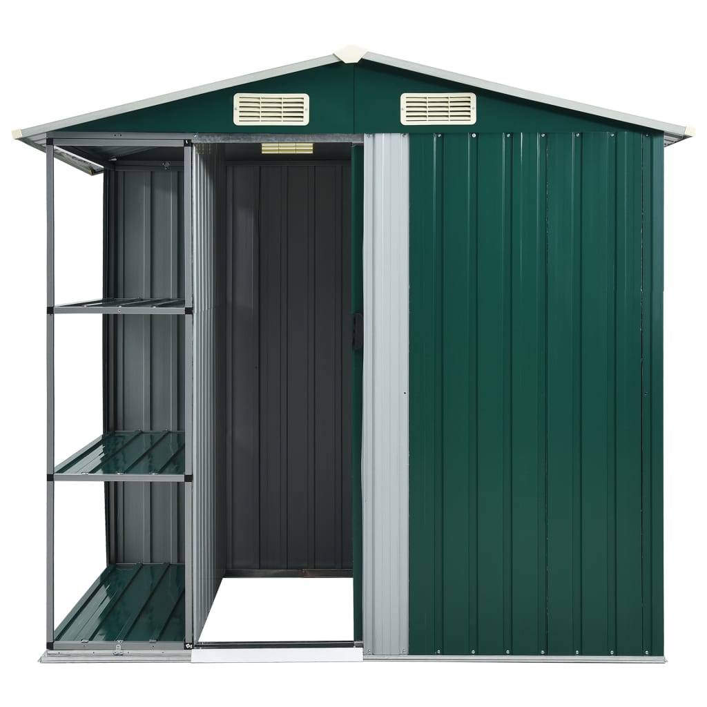 Maison Chic - Abri de jardin 2.67m² - Cabane de jardin - Abri de stockage avec étagère Vert 205x130x183 cm Fer MAISON CHIC - Image 3