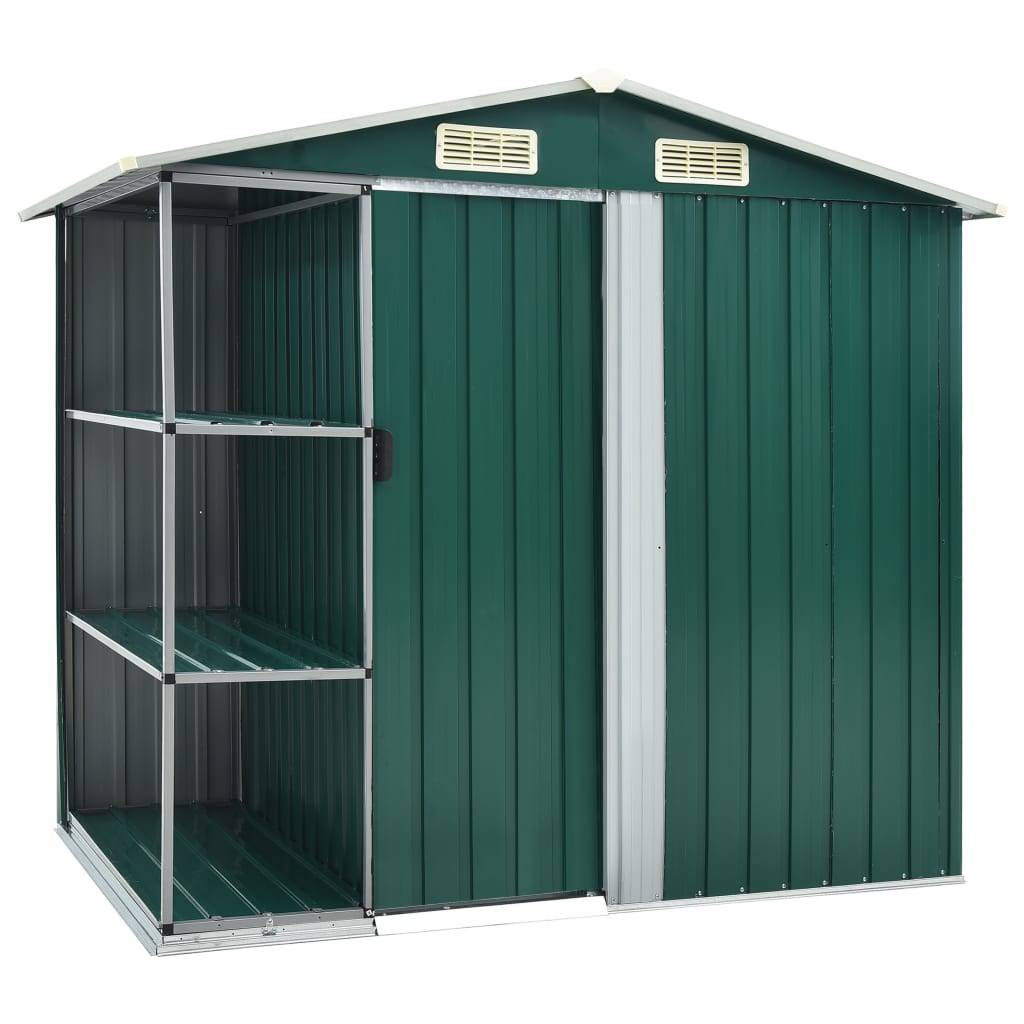 Maison Chic - Abri de jardin 2.67m² - Cabane de jardin - Abri de stockage avec étagère Vert 205x130x183 cm Fer MAISON CHIC - Image 2