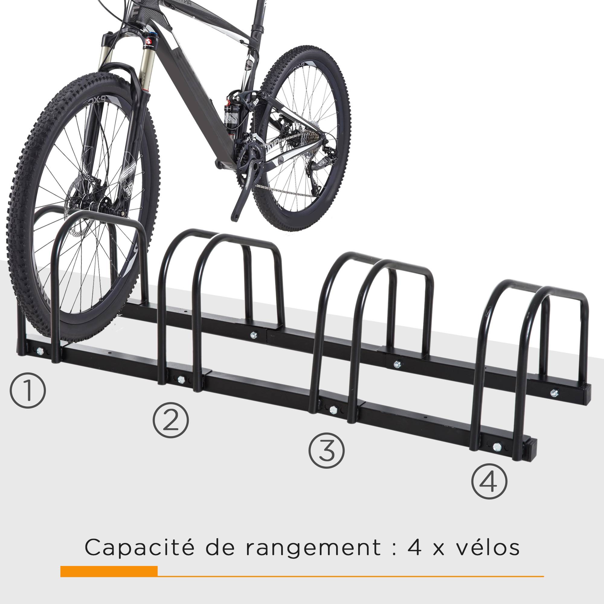 PANGIVO - Râtelier pour 4 vélos acier noir 110 x 33 x 27 cm - PANGIVO - Image 6