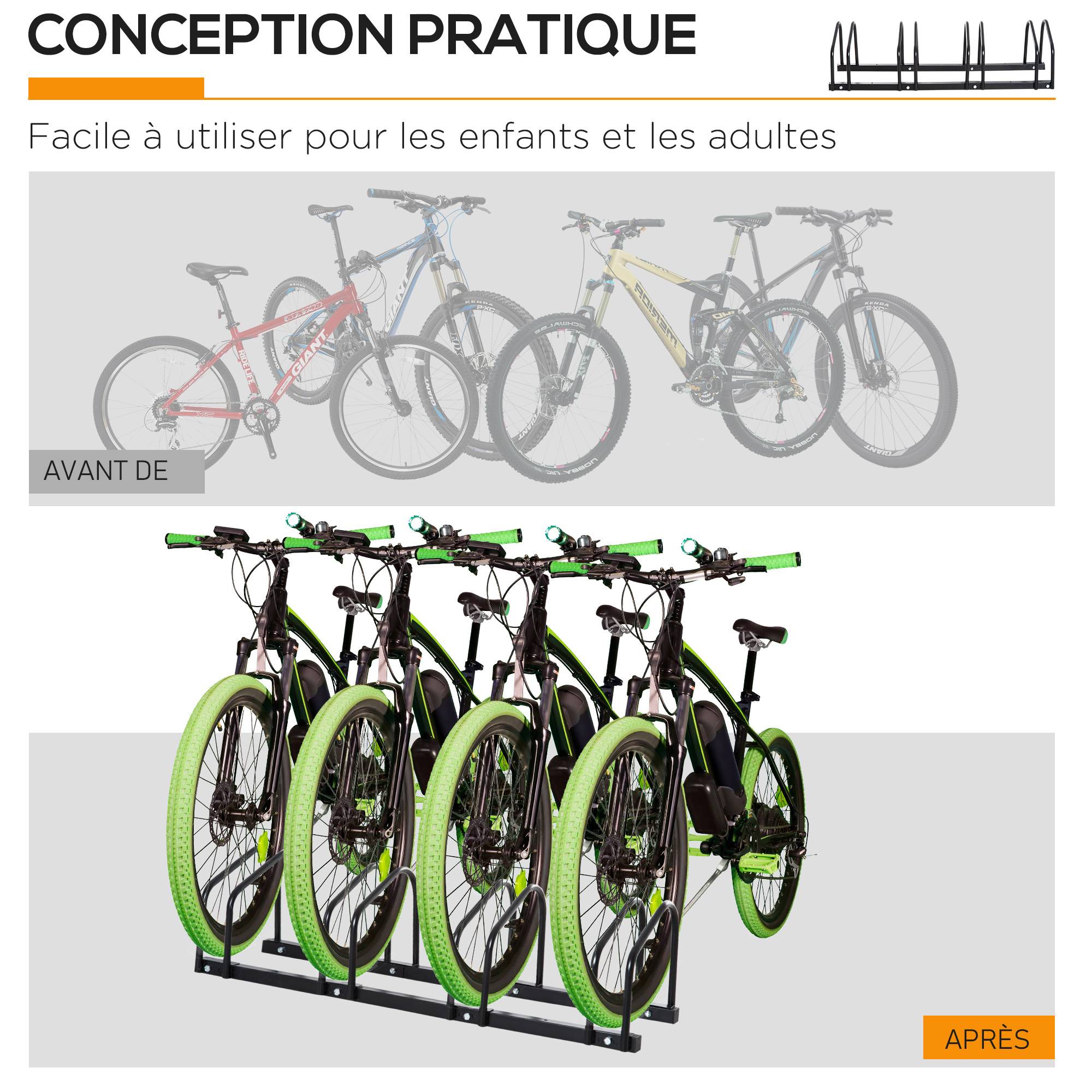PANGIVO - Râtelier pour 4 vélos acier noir 110 x 33 x 27 cm - PANGIVO - Image 9