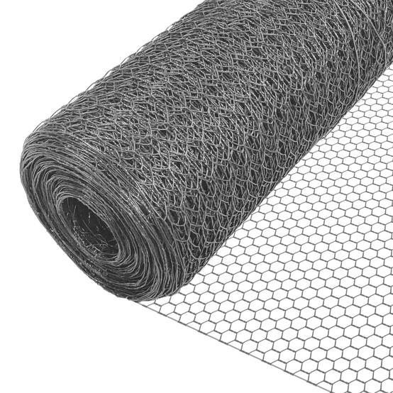 VOUNOT® Grillage métallique gainé de PVC gris - Maille 13mm - 1x25M - Filet de clôture pour poulailler - Image 1