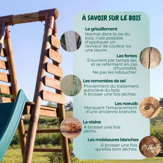 Soulet - Portique en bois rond 3 agrès avec face à face, échelle et toboggan LAVANDE - Image 10