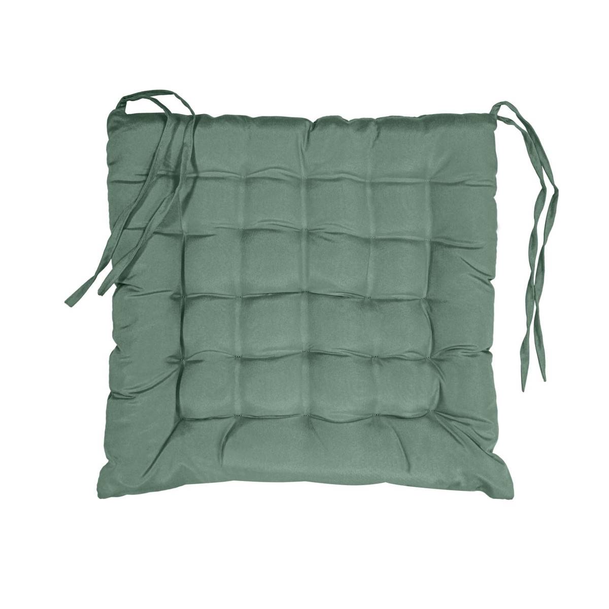 Paris Prix - Galette de Chaise Matelassée "Essentiel" 40x40cm Vert Cèdre - Image 1