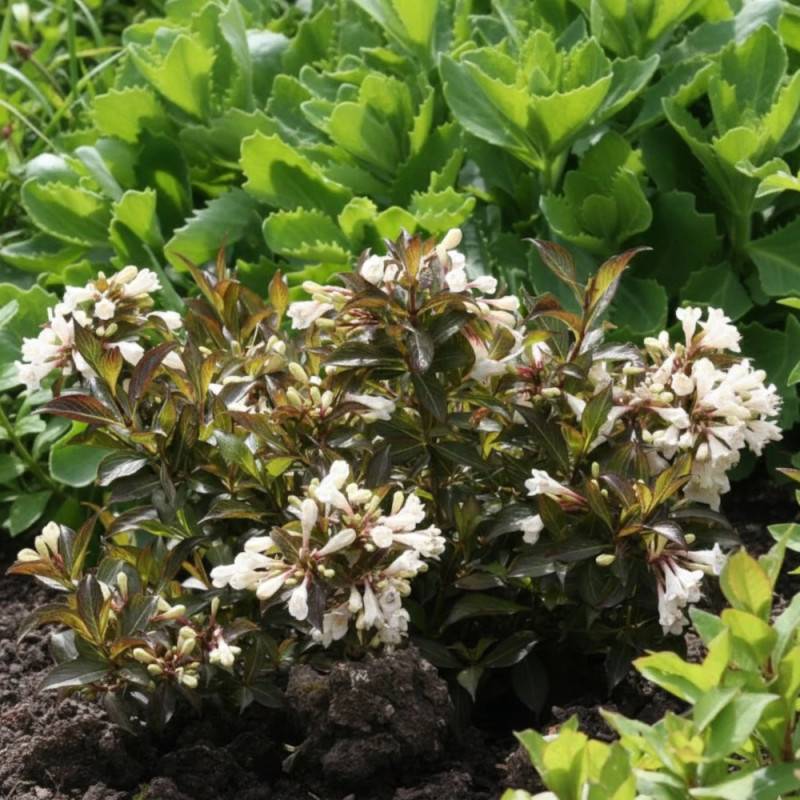 Weigela Black and White® 'Courtacad1', Weigelia à fleurs Blanche - feuillage Caduc - Pot de 4L - 40/60 cm-  hauteur à maturité De 1,00 m à 1,50 m - Image 4