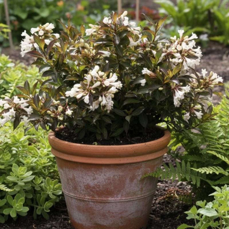 Weigela Black and White® 'Courtacad1', Weigelia à fleurs Blanche - feuillage Caduc - Pot de 4L - 40/60 cm-  hauteur à maturité De 1,00 m à 1,50 m - Image 5