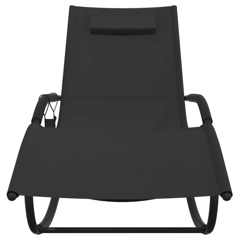 Helloshop26 - Chaises longues à bascule 2 pcs noir acier et textilène - Image 3