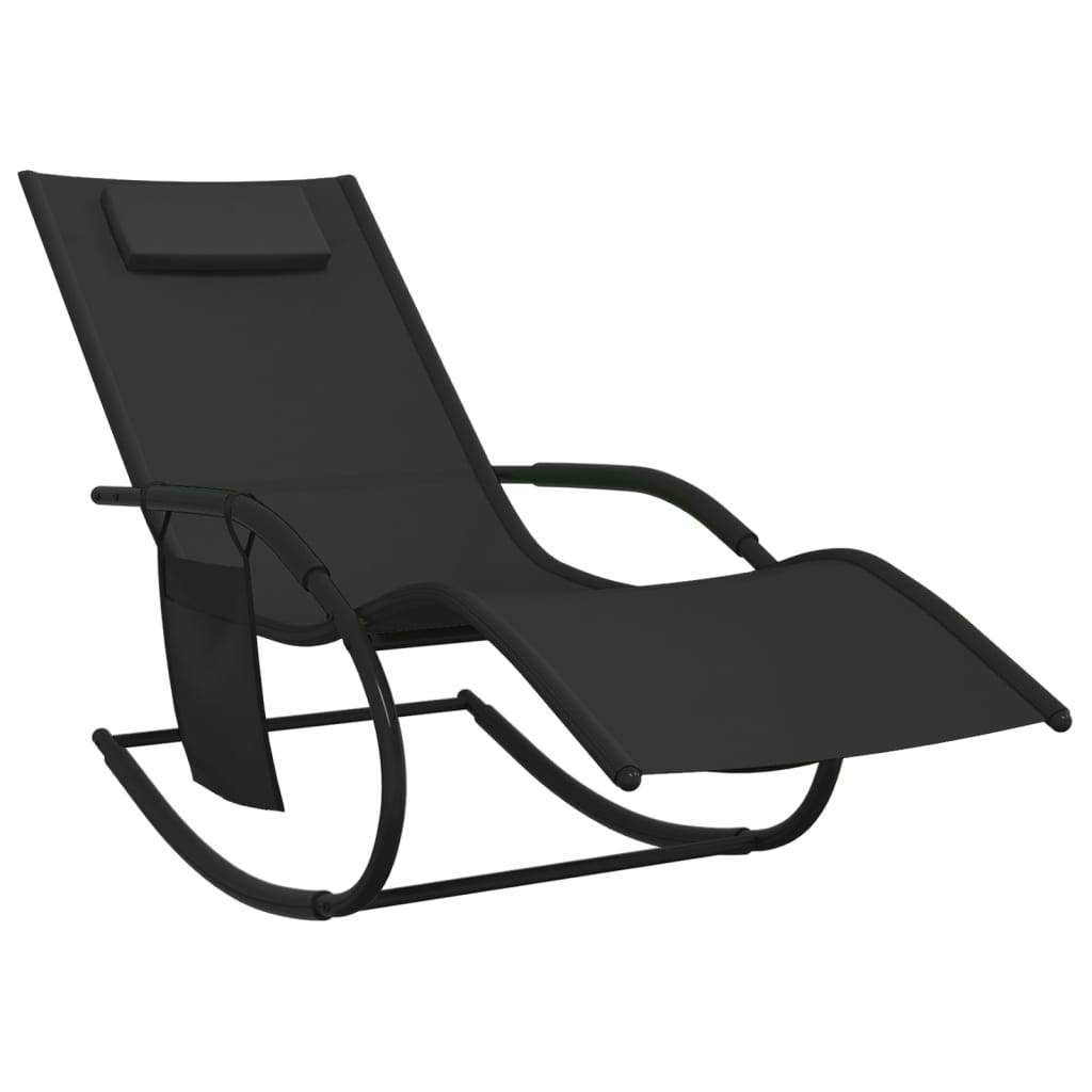 Helloshop26 - Chaises longues à bascule 2 pcs noir acier et textilène - Image 2