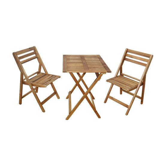Ensemble table de jardin pliable + 2 chaises en acacia Fidgi - Cémonjardin - Image 3
