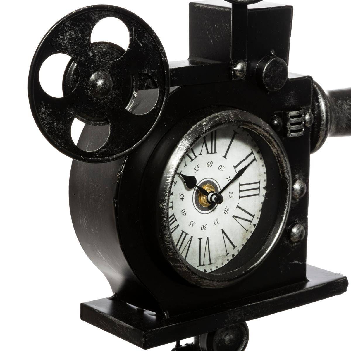 Horloge à poser sur son trépied façon Caméra projecteur de cinéma H 51 cm - Image 3