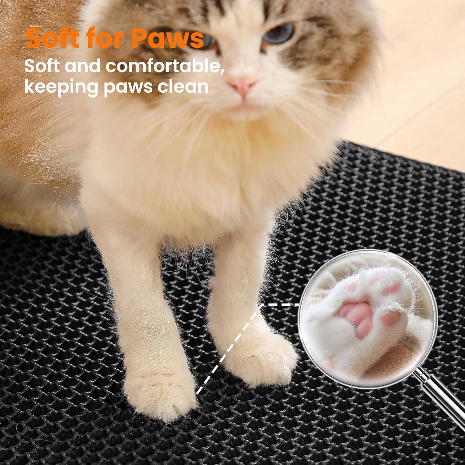 Tapis de litière pour chat, double couche, nid d'abeille, antidérapant, imperméable et anti-urine, accessoire pour chat, 45*60 cm, noir-Lytech - Image 5