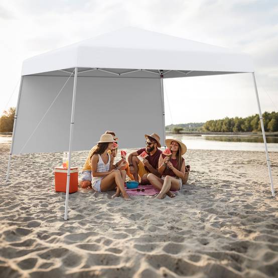 Tonnelle de Jardin 3x3M Tente Réception Pliant avec Sac à Dos Portable Protection Solaire Blanc - Image 2