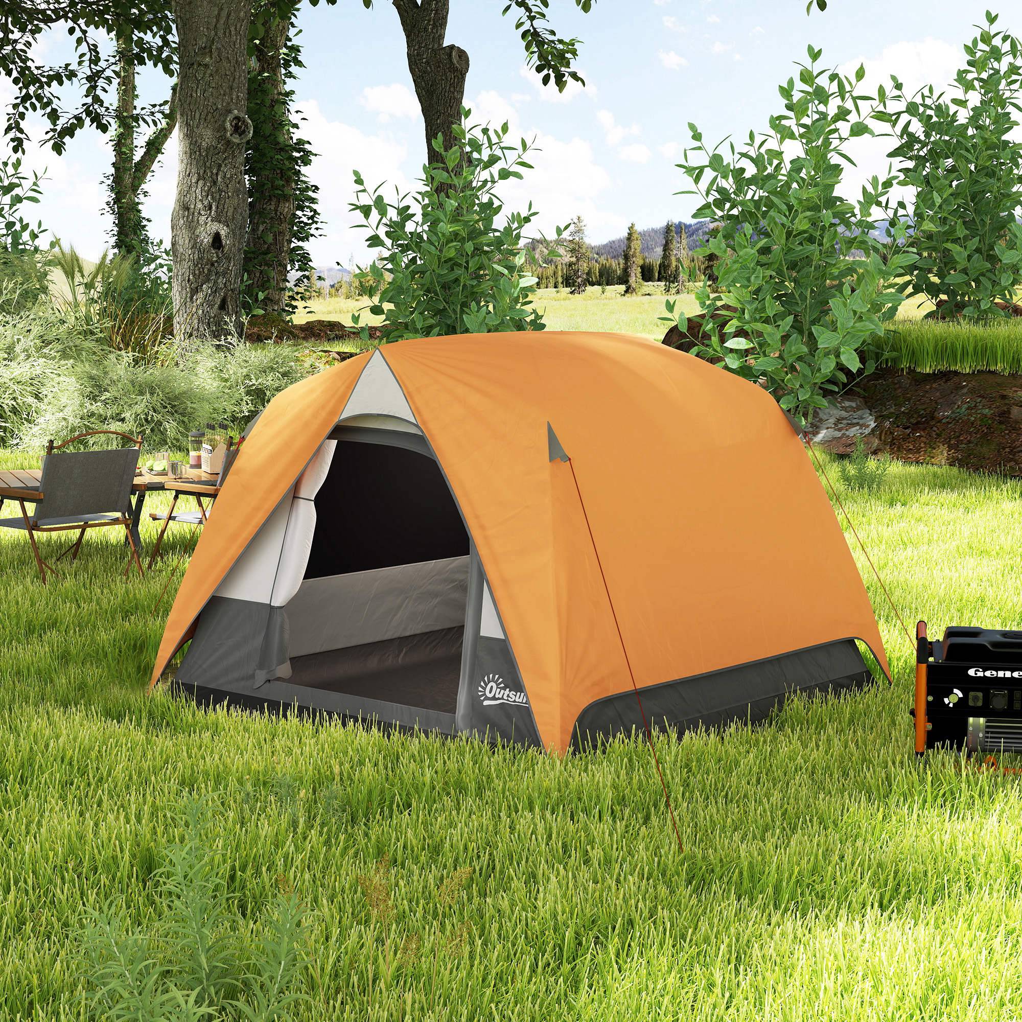 Tente de camping grise 4 personnes imperméable montage facile sac 200 x 200 x 135 cm, pratique - Image 4