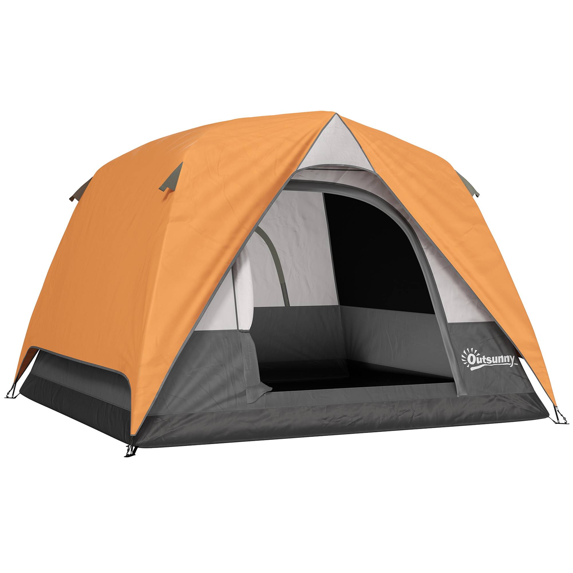 Tente de camping grise 4 personnes imperméable montage facile sac 200 x 200 x 135 cm, pratique - Image 1