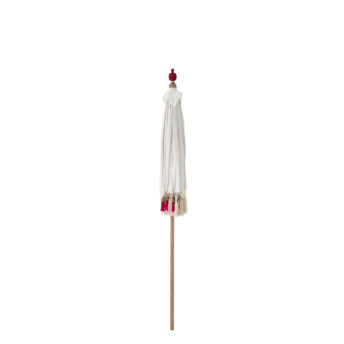 J-Line - Parasol Rond à Franges "Flavie" 180cm Écru & Rose - Image 6