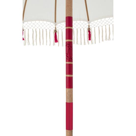 J-Line - Parasol Rond à Franges "Flavie" 180cm Écru & Rose - Image 5