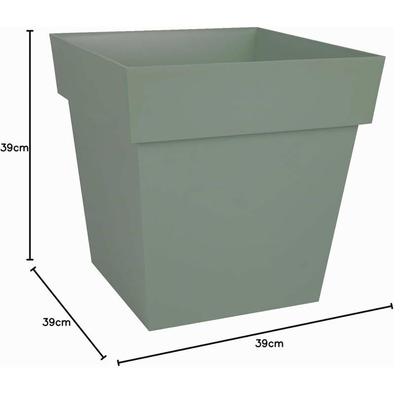 EDA Plastiques - Eda Pot De Fleur Carré Toscane 39 Cm - 38 L - 39 X 39 X H 39 Cm - Vert Laurier - Image 9