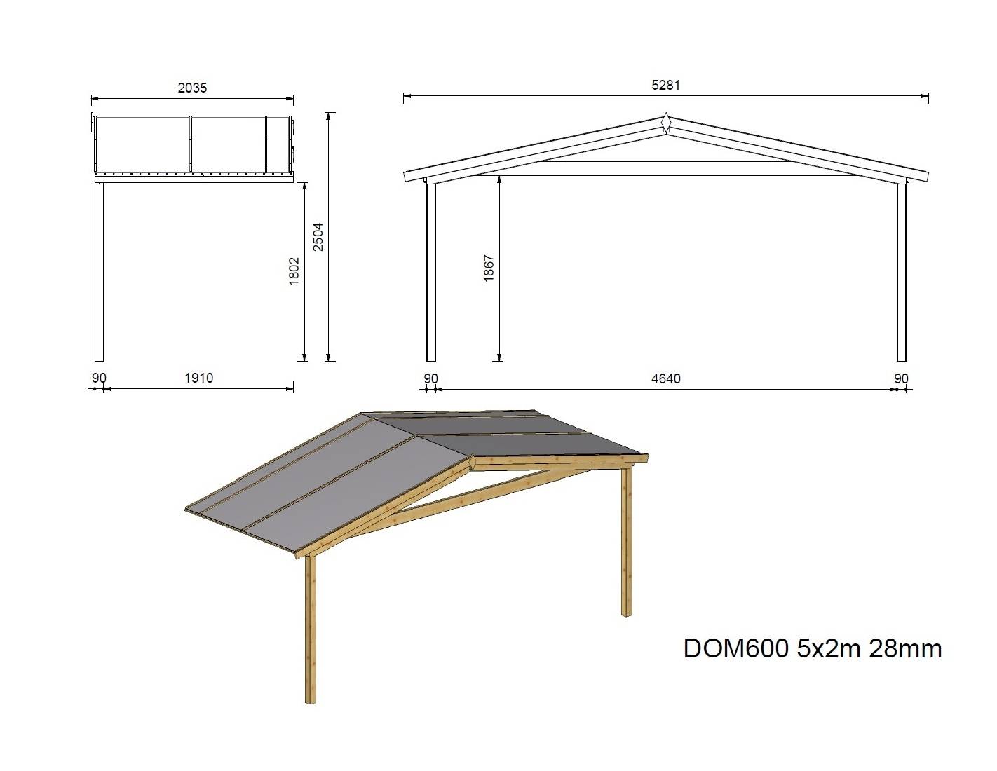 Altanka - Abri de jardin en bois - 5x5 m + terrasse avec balustrade et avant-toit en bois - 35 m2 - DOM591+DOM600+DOM601+POD04 - ALTANKA - Image 5