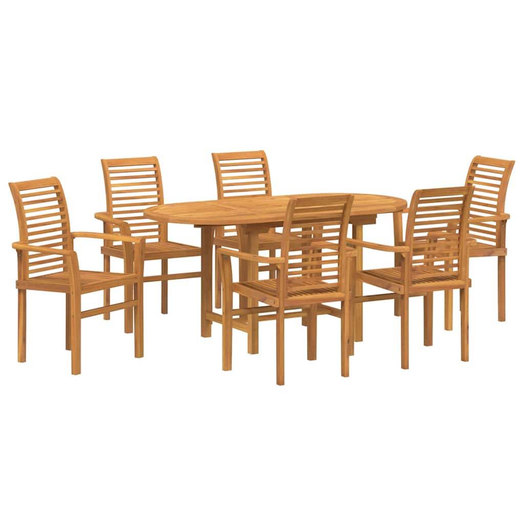 ComfortXL - Table et Chaises de Jardin 7 Pièces Teck Massif Design Extensible pour 6 Personnes Marron – ComfortXL Outdoor Living - Image 2