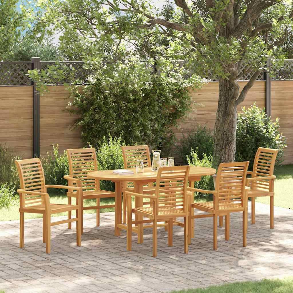 ComfortXL - Table et Chaises de Jardin 7 Pièces Teck Massif Design Extensible pour 6 Personnes Marron – ComfortXL Outdoor Living - Image 1
