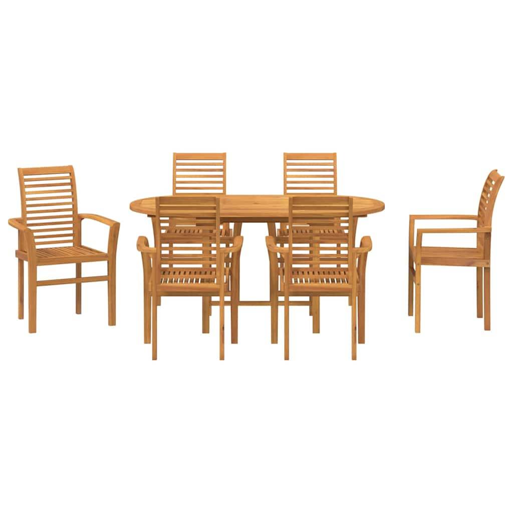 ComfortXL - Table et Chaises de Jardin 7 Pièces Teck Massif Design Extensible pour 6 Personnes Marron – ComfortXL Outdoor Living - Image 7