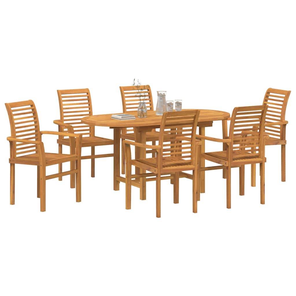 ComfortXL - Table et Chaises de Jardin 7 Pièces Teck Massif Design Extensible pour 6 Personnes Marron – ComfortXL Outdoor Living - Image 3