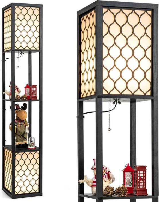 Lampadaire sur Pied/Lampe sur Pied 1,56 M-COSTWAY-2 Etagères de Stockage - Image 1