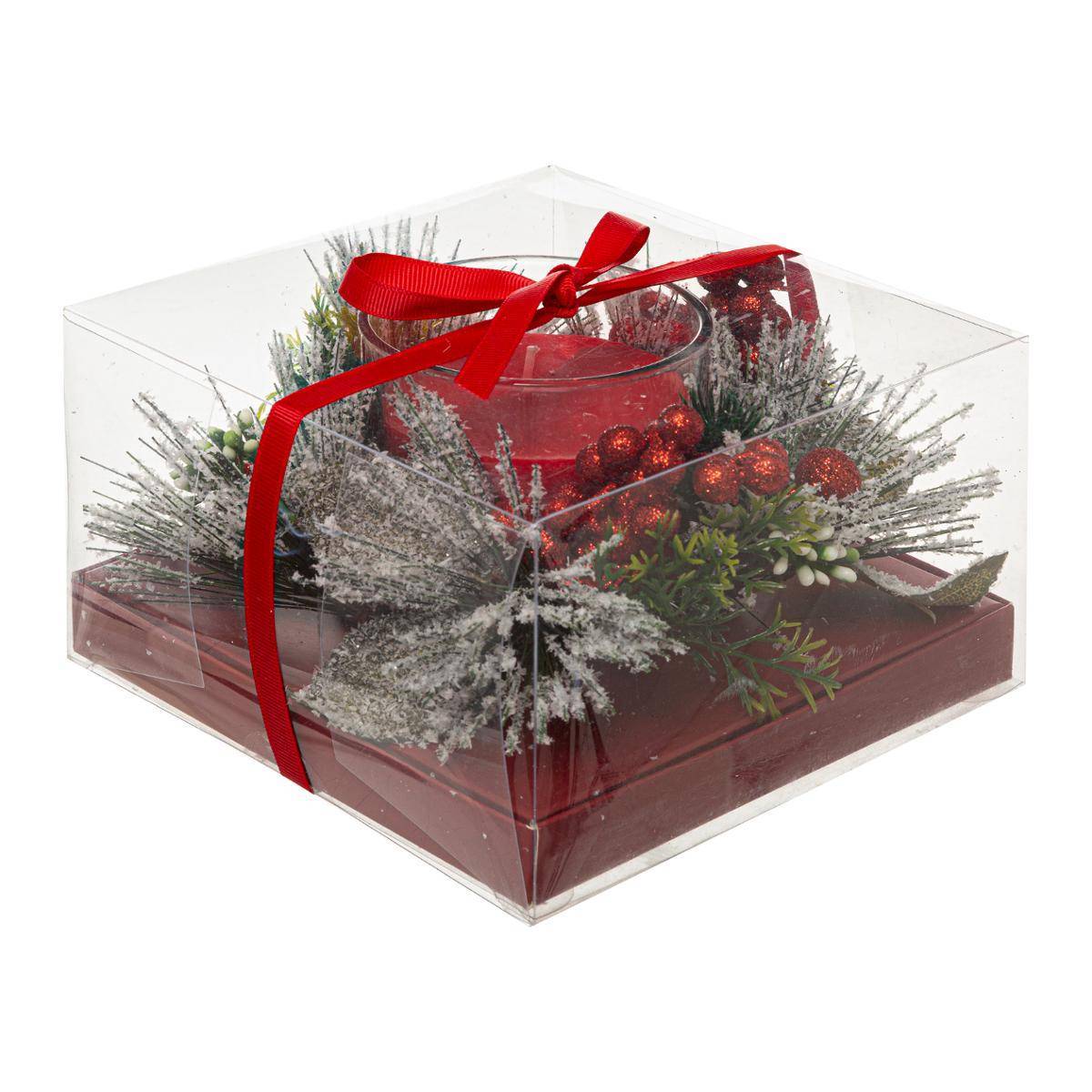 Fééric Lights & Christmas - Bougie Centre de Table Petit Modèle Rouge Feuilles 210 G - Feeric Lights & Christmas - Image 3