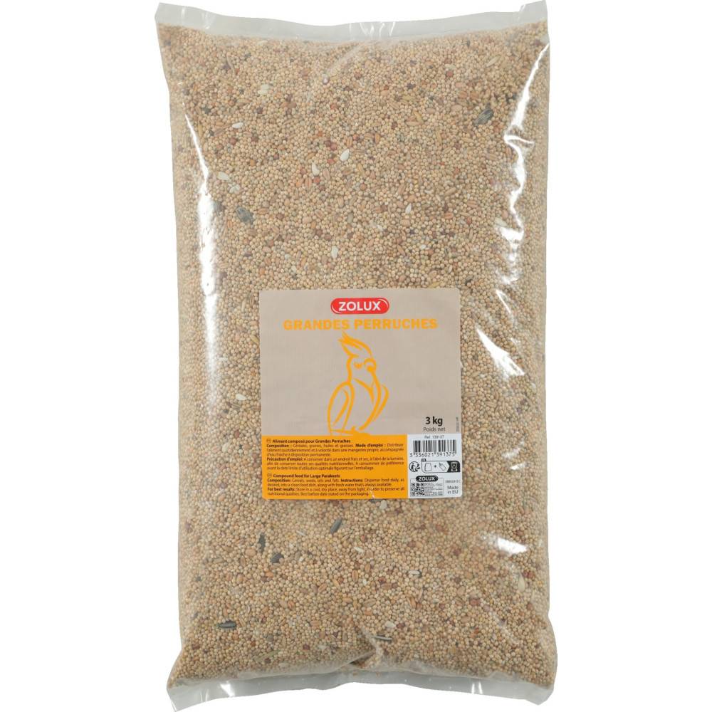 Zolux - Graines pour grandes perruches sac de 3 kg pour oiseaux