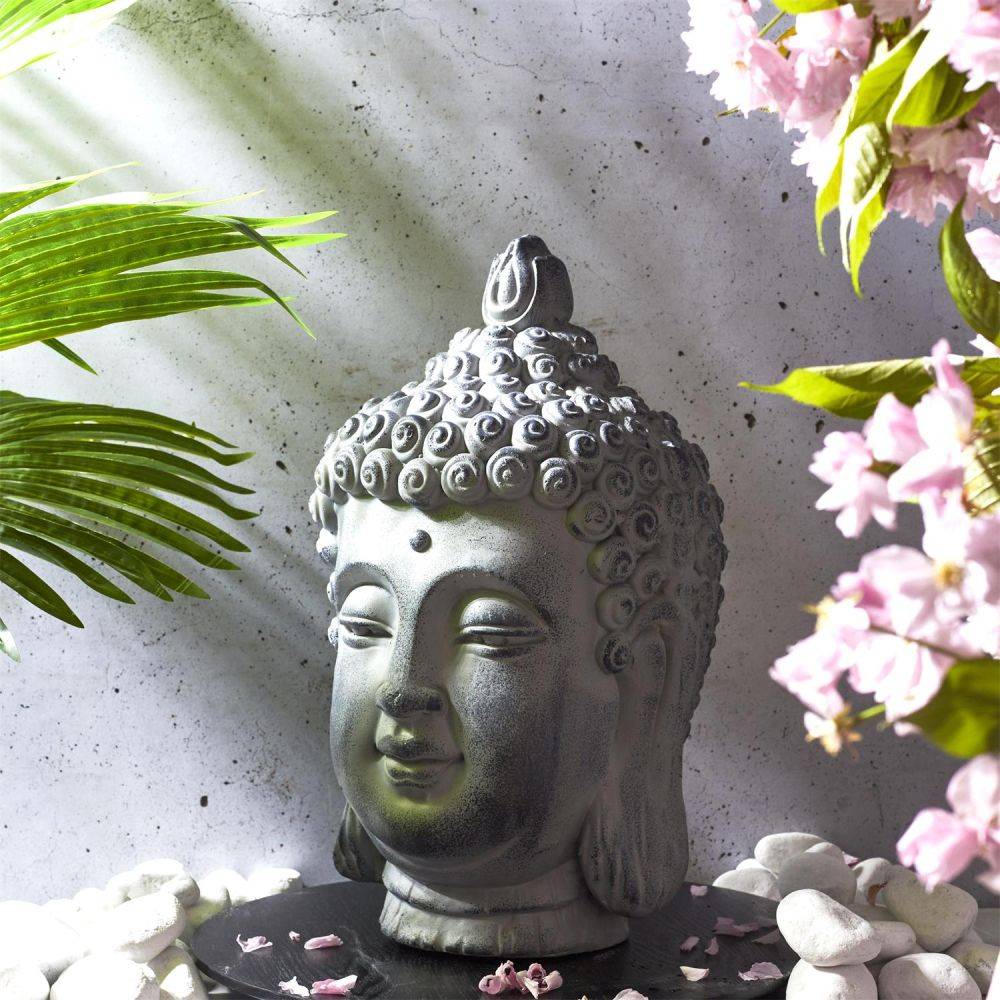 The Home Deco Factory - Tête de bouddha en magnésia 42 cm - Image 2
