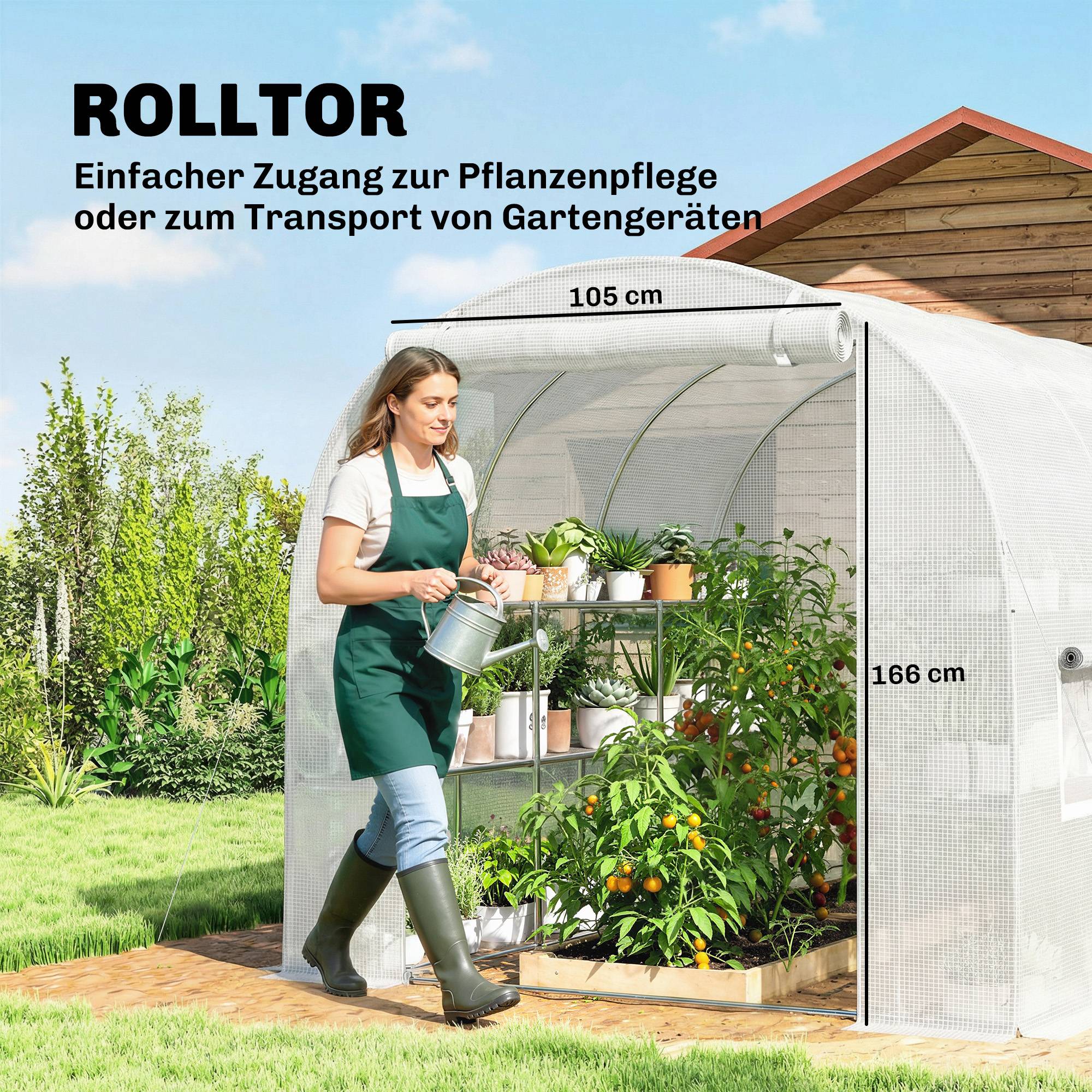 Sans Marque - Serre aluminium 2,7x2x2 m étagères enroulables porte zip filet poteaux support - Image 9