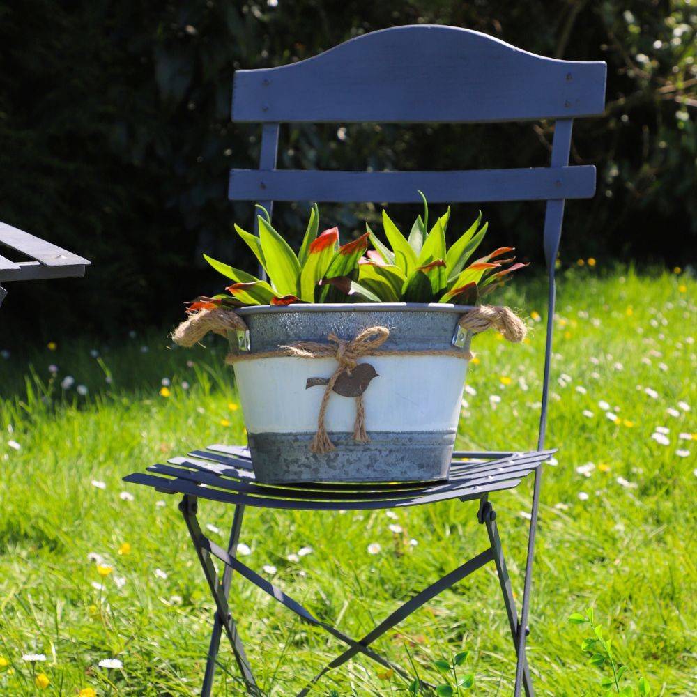 ~Set3 jardinières extérieures bassine métal gris 26.5-30.5-33.5cm Chemin de campagne - Image 2