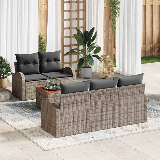 Ensemble de jardin 6 pcs en résine tressée avec stockage pour terrasse Gris – ComfortXL Outdoor Living - Image 1