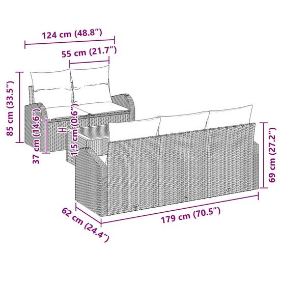 Ensemble de jardin 6 pcs en résine tressée avec stockage pour terrasse Gris – ComfortXL Outdoor Living - Image 4