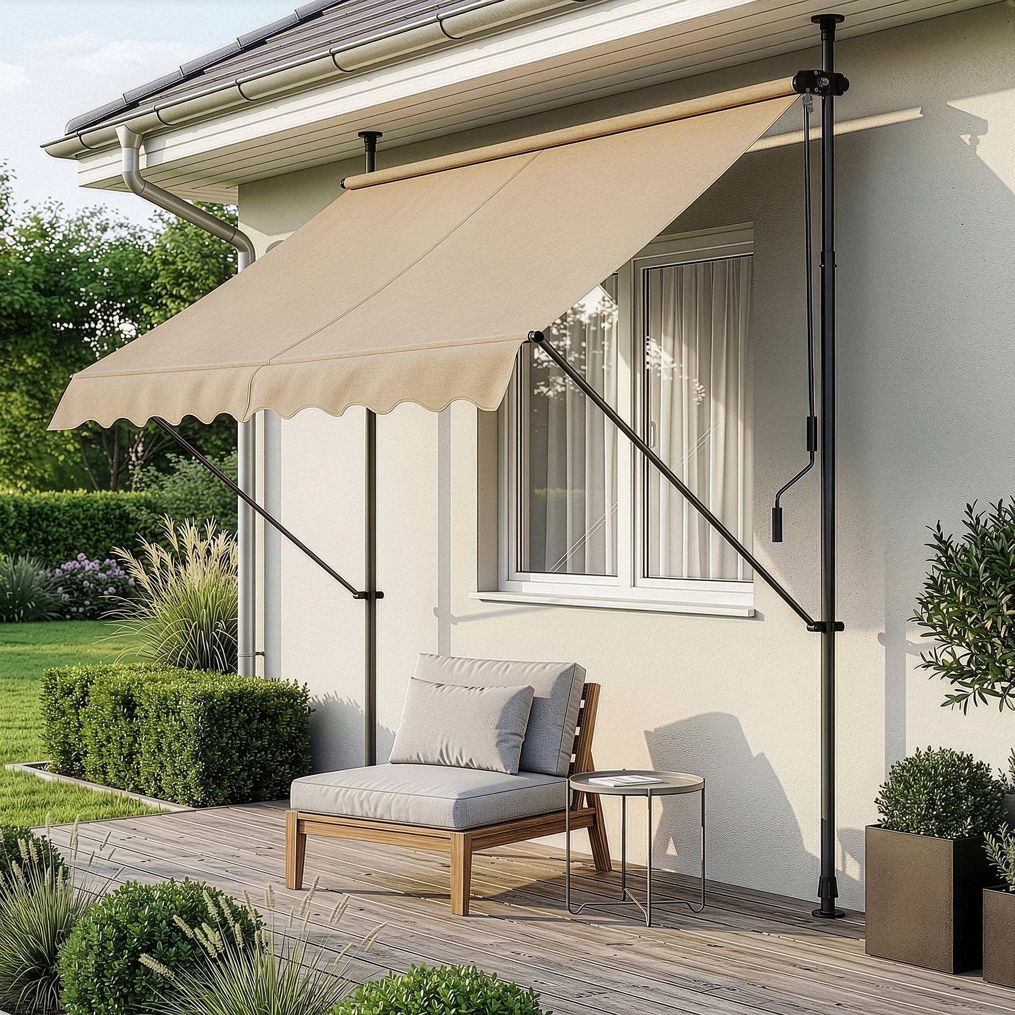 Pro.Tec - Store Banne Manuel Auvent Téléscopique 150 x 120 x 220-309 cm Sable  [pro.tec] - Image 1